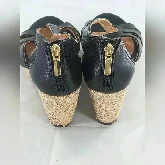 Sofft Strappy Wedge Sandals Black Leather Upper Comfort Shoes Size  5W - Picture 8 of 14